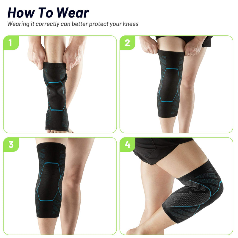 Knee Brace Sleeves 2 Pack Joint Protection and Support Knee Compression Sleeve for Knee Pain Fit for Men and Women - Non-Slip Knee Support for Running, Basketball, Weightlifting - M - BeesActive Australia