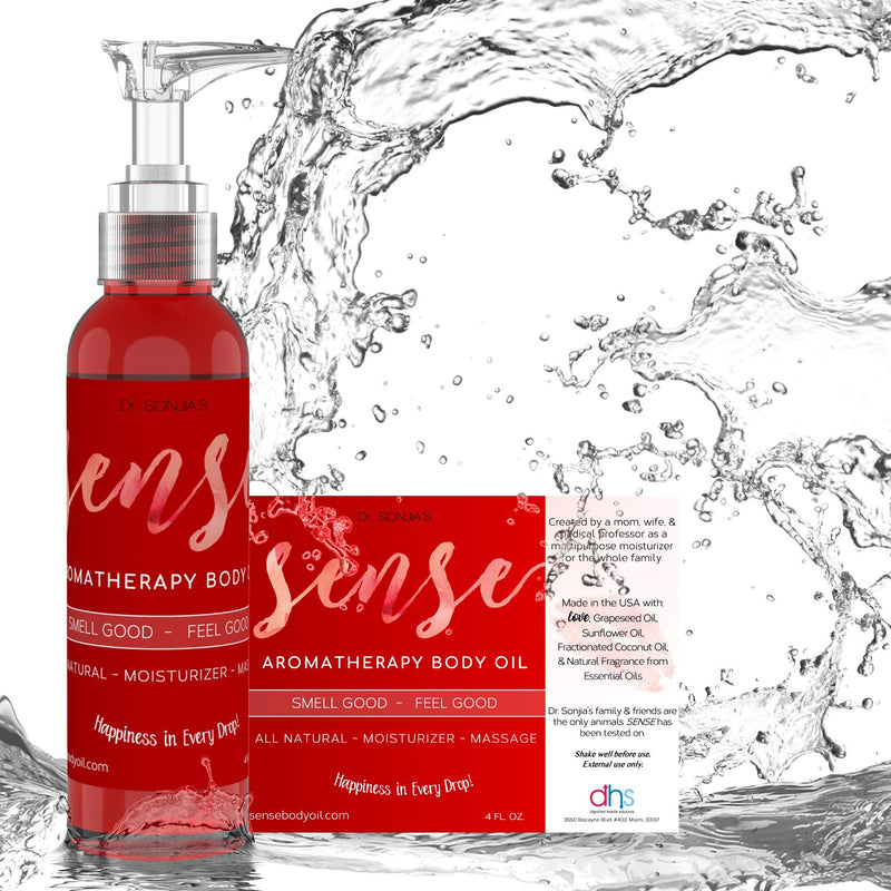 SENSE Relaxing Organic Body Oil | Every Day Use Massage Oil, Aroma Therapy, Natural Skin Moisturizer |100% Hypoallergenic | Made in the USA 4 Ounce - BeesActive Australia