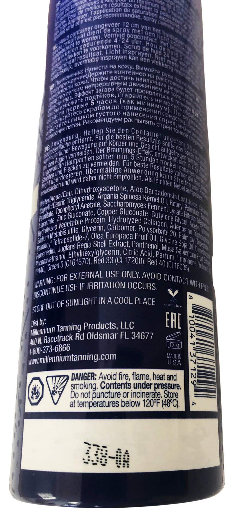 Millennium Tanning Solid Black PRO SUNLESS Self Tanning Spray Organic DHA Instant Self Tanning Bronze 6 fl oz - BeesActive Australia