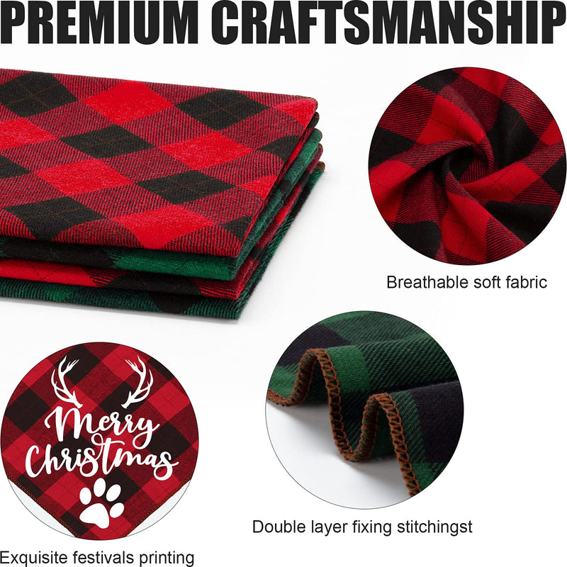 4 Pack Birthday Dog Bandanas - Classic Triangle Merry Christmas Printing Fall Plaid Xmas Pet Scarf Bibs Kerchief Gifts Set - Pet Holiday Accessories Decoration for Small to Large Puppy Dogs Cats - BeesActive Australia