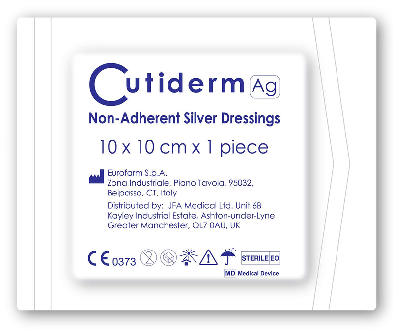 Pack of 5 Cutiderm AG Non-Adherent Silver Wound Dressings 10cm x 10cm 5 Count (Pack of 1) - BeesActive Australia