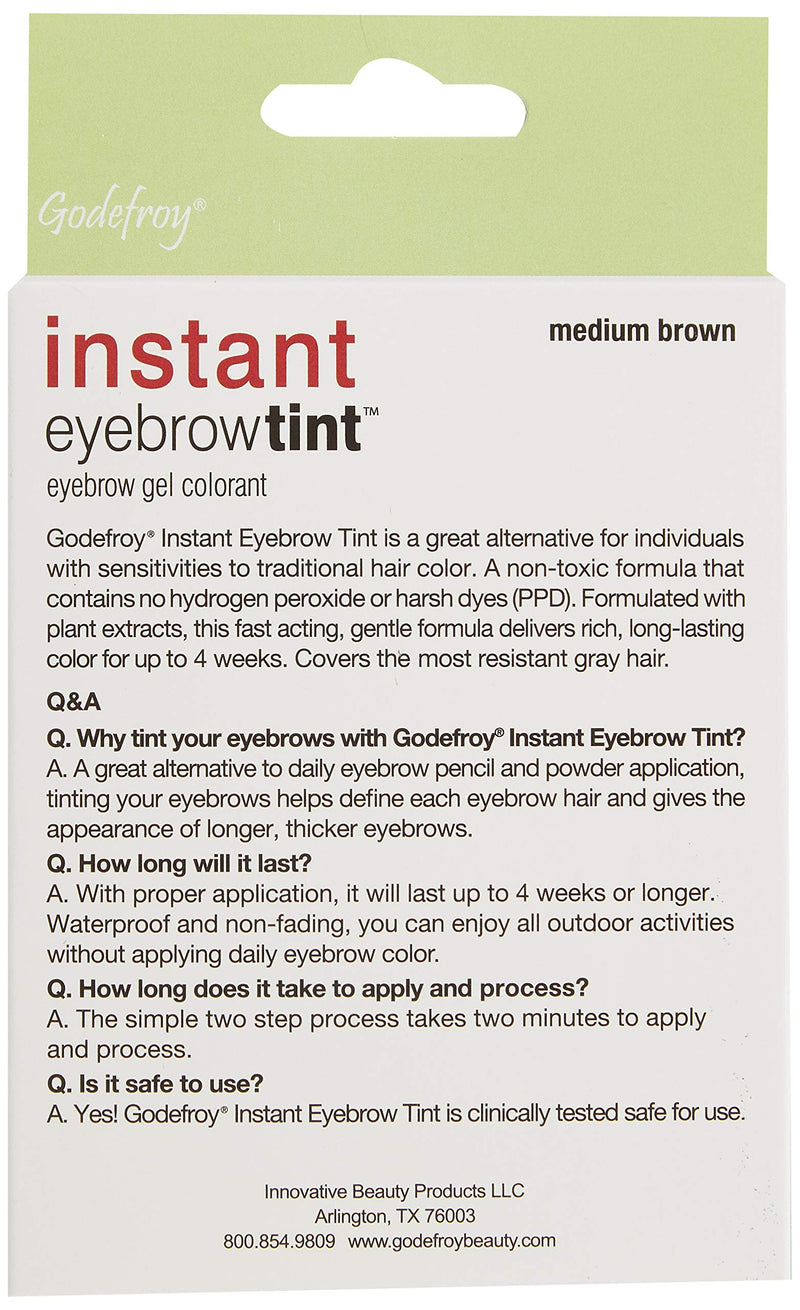 Godefroy Instant Eyebrow Color, Medium Brown, 0.18 ounces, 12-weeks of long lasting, 3-applications per kit - BeesActive Australia