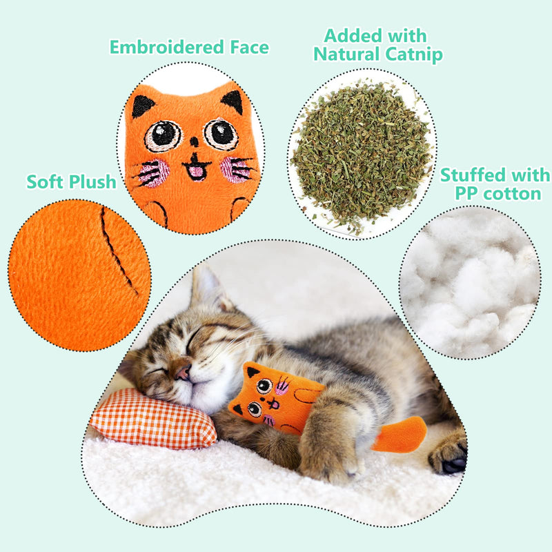 Catnip Toys, Soft Plush Cat Nip Chew Toy for Indoor Cats, Interactive Kitten Pillow Kitty Teething Toy 8 Pack - BeesActive Australia