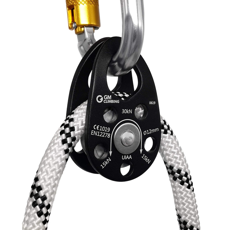 GM CLIMBING UIAA Certified 30kN Swing Cheek Micro Pulley Black General Purpose Pack of 2 - BeesActive Australia