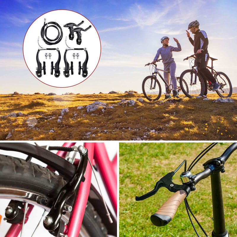 Complete Bike Brake Set, Black Front and Rear Bike MTB Hybrid Brake Inner and Outer Cables and Lever Kit Includes Callipers Levers Cables Black - BeesActive Australia
