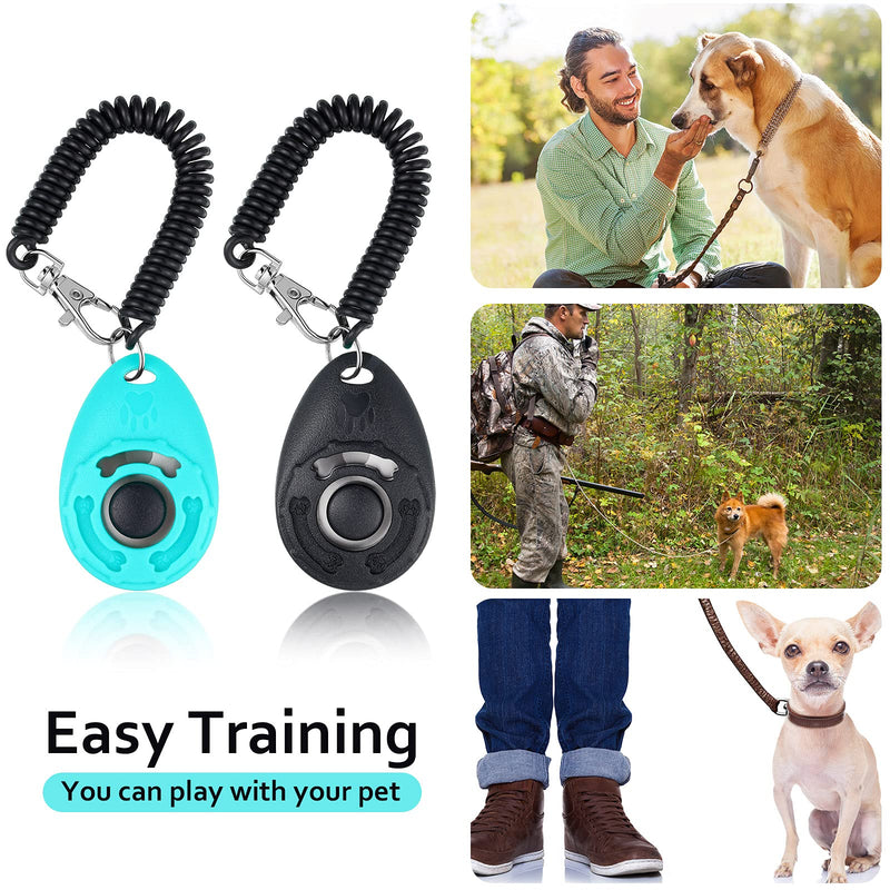 Weewooday Dog Clicker Training Kit, 1 Dog Treat Training Pouch and 2 Pieces Pet Training Clicker with Wrist Strap, Built in Poop Bag Dispenser Easily Carrying Pet Toys Treats Black Solid - BeesActive Australia