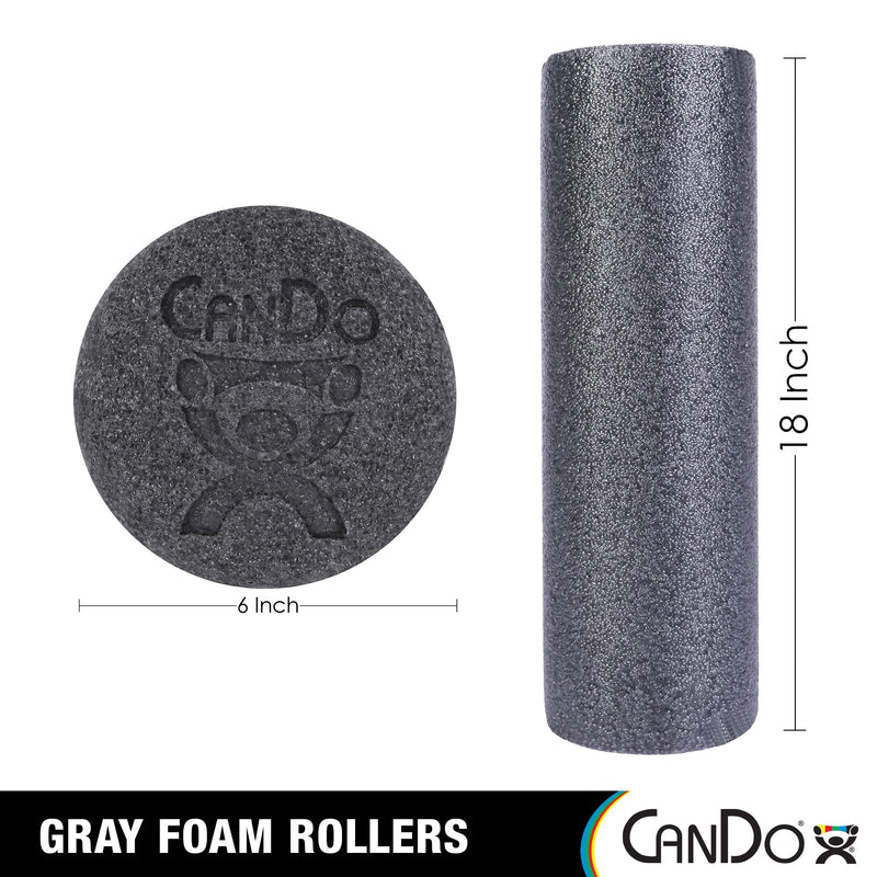 CanDo Plus Round Gray Exercise Fitness Foam Rollers for Muscle Restoration, Massage Therapy, Sport Recovery and Physical Therapy 6" x 18" 6" X 18" - BeesActive Australia