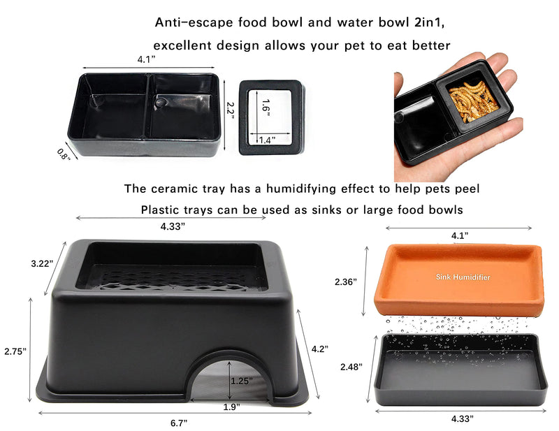 Woyrise Reptile Hideout Box with Sink Humidifier Help Your Pets Shedding Gecko Hide Cave& Jungle Vine Leaves Habitat Decor for Bearded Dragons Lizards Leopard Gecko Spiders Turtles and Snakes - BeesActive Australia