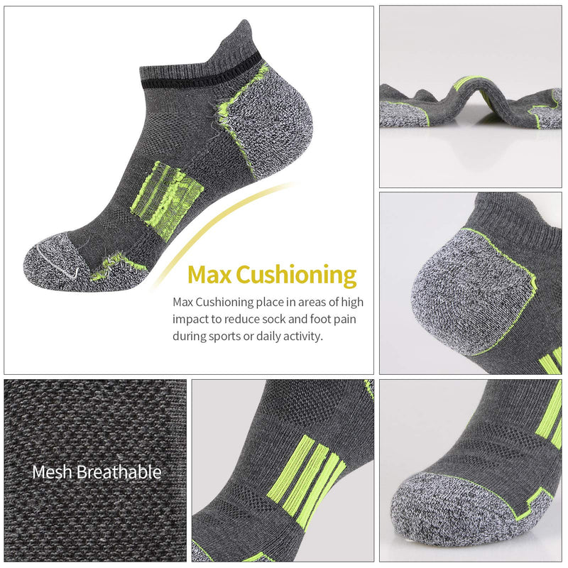 Mens Athletic Ankle Sports Running Low Cut Socks for Men 5 Pack Grey1-6pairs - BeesActive Australia