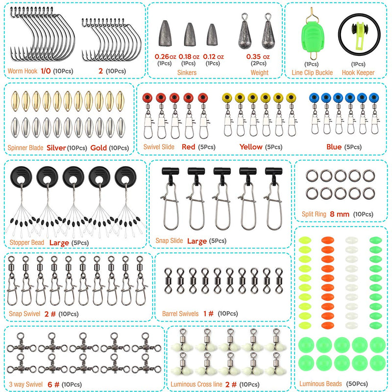 [AUSTRALIA] - Fishing Terminal Tackle Accessories Hooks Weights Jig Heads O-Rings Rolling Swivels Fastlock Snaps Fishing Beads Space Beans Sinker Slides Ice Fish Gear for Saltwater Freshwater 172pcs Fishing Terminal Tackle 