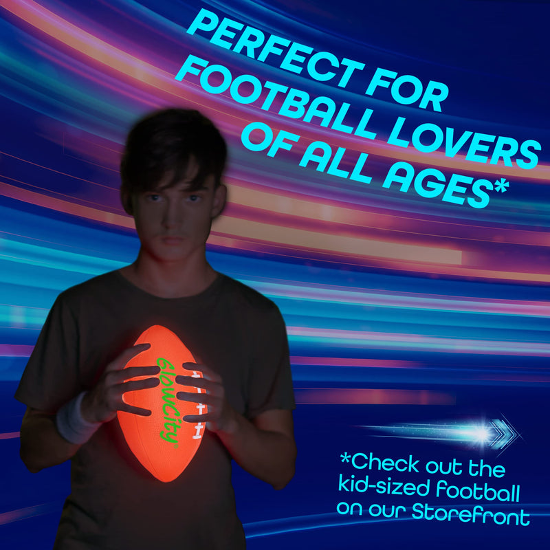 GlowCity Glow in The Dark Football - Light Up LED Ball - Perfect for Evening Play, Camping, and Beach Fun! Adult 10" - BeesActive Australia