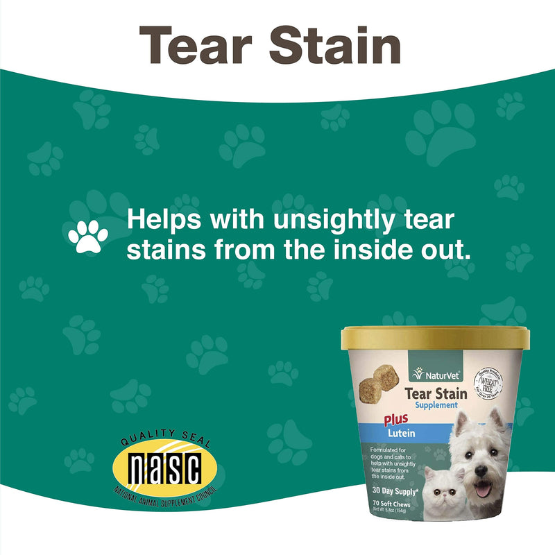 NaturVet – Tear Stain Plus Lutein | Eliminates Unsightly Tear Stains | Enhanced with Cranberry Extract, Calcium Ascorbate & Oregon Grape Root | for Dogs & Cats 70 Soft Chews - BeesActive Australia