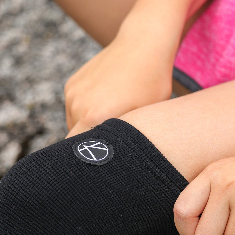 KARM Kids Knee Sleeve - Pull-Up Knee Support for Sports, Everyday Activities and Different Knee Conditions. One Size Product which is designed to fit both the right and left knee. Black - BeesActive Australia
