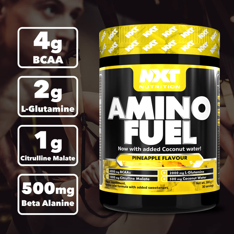 NXT Nutrition Amino Fuel Energy Drink | BCAAs Amino Acids with Beta Alanine, Vitamin D3 and Citrulline Malate – for Performance, Endurance and Energy Support | (Pineapple) - BeesActive Australia