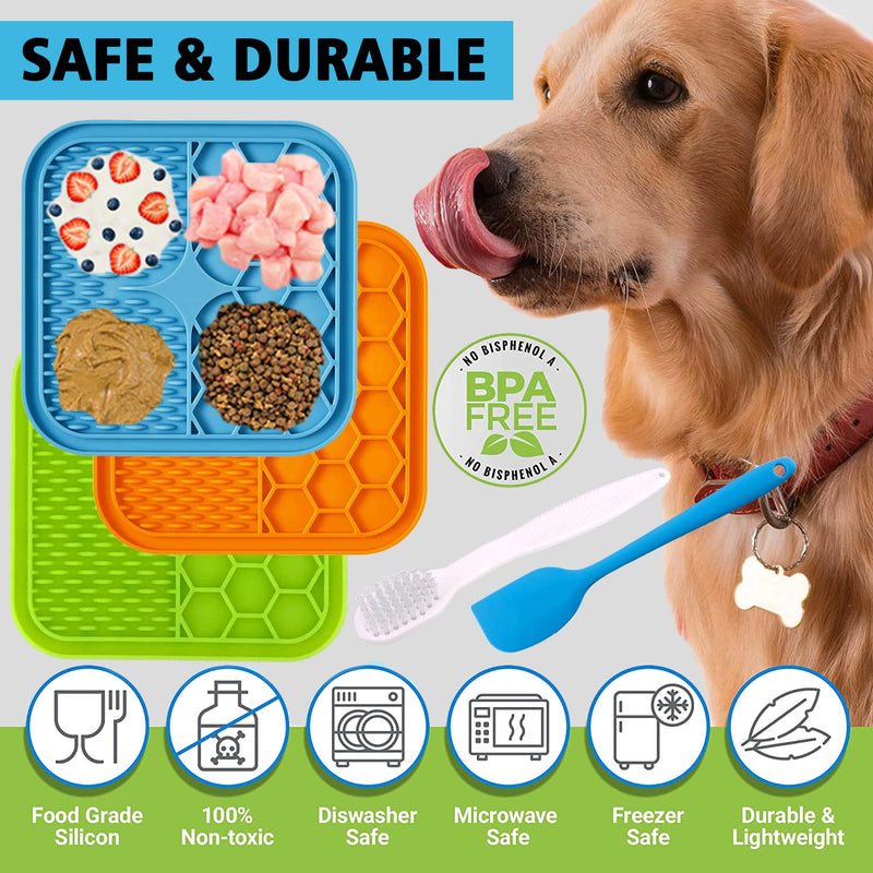 Kwispel Dog Lick Mat, 3 Pcs Lick Mat for Dogs with Suction Cups for Anxiety, Peanut Butter Dog Licking Mat Slow Feeder Dispensing Treater Lick Pad for Dogs Cats Bathing Grooming - BeesActive Australia