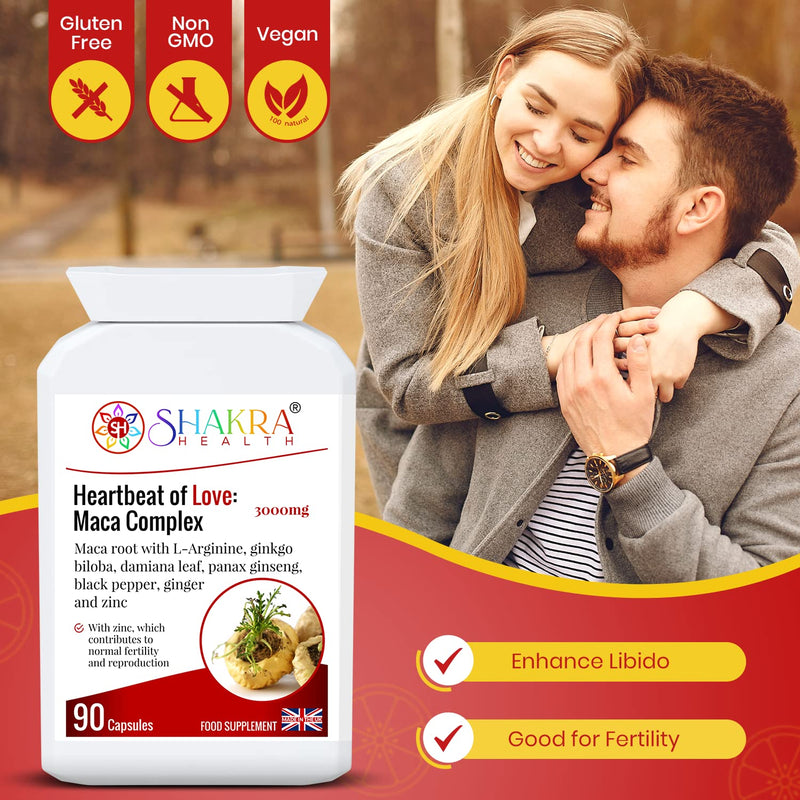 Heartbeat of Love: Maca Complex. Relieve Premenstrual Syndrome, Increase Intimate, Drive, Energy, Stamina for Men & Women | Shakra Health - BeesActive Australia