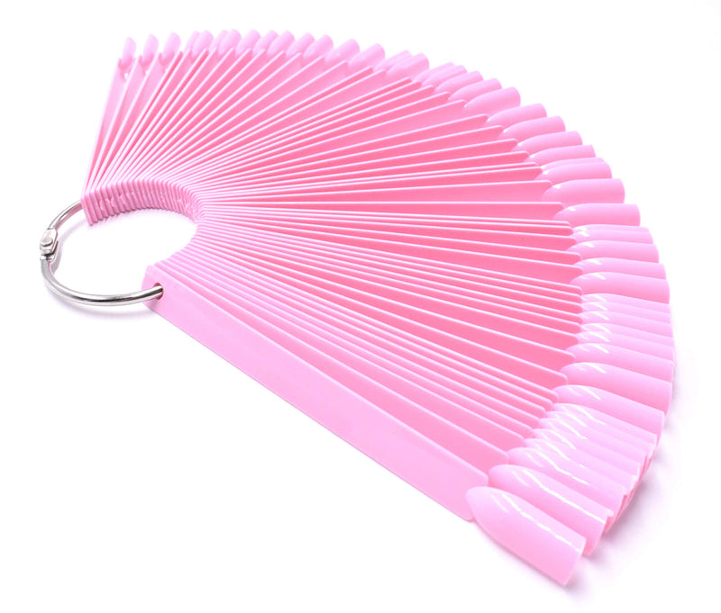 4 Sets 200 Tips Fan Shape White Black Pink Clear Plastic Nail Art Tips Display Polish Board Display Practice Sticks with Metal Split Ring Holder - BeesActive Australia