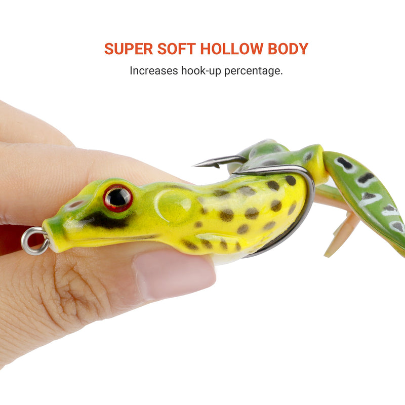 [AUSTRALIA] - RUNCL Topwater Frog Lures, Soft Fishing Lure Kit with Tackle Box for Bass Pike Snakehead Dogfish Musky (Pack of 5) 5 frog lures with legs 