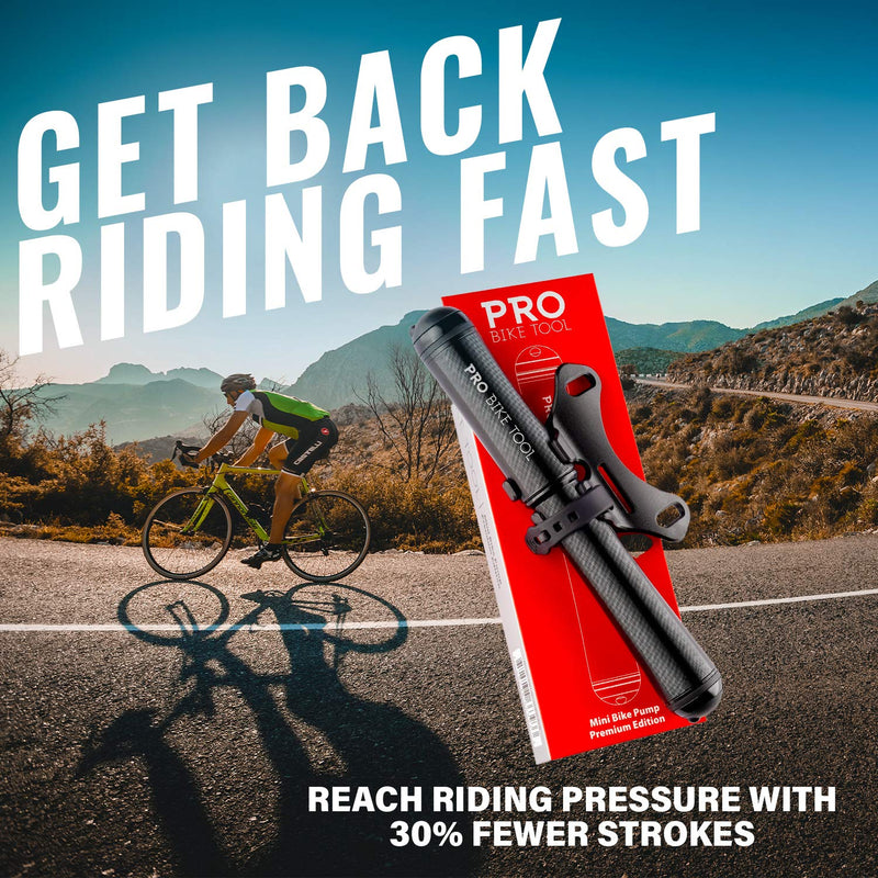 PRO BIKE TOOL Mini Bike Pump Premium Edition - Fits Presta and Schrader valves - High Pressure PSI - Bicycle Tire Pump for Road and Mountain Bikes Premium Edition Black - BeesActive Australia