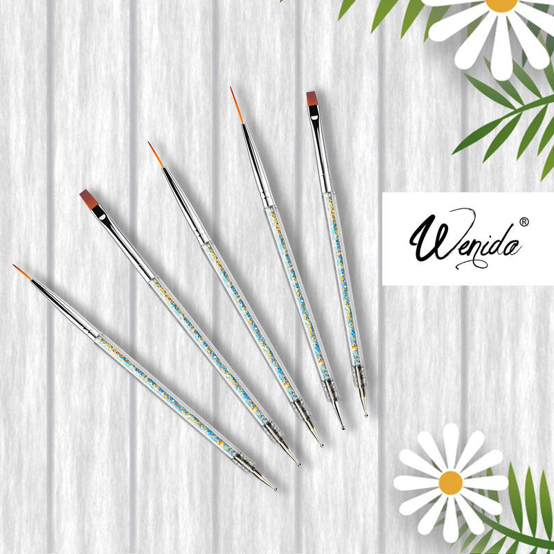 Nail Brush Wenida 5 Pieces Luminous Liner Acrylic Brushes Point Drill Dotting Pen Double-ended Nail Art Manicure Tools colorful - BeesActive Australia