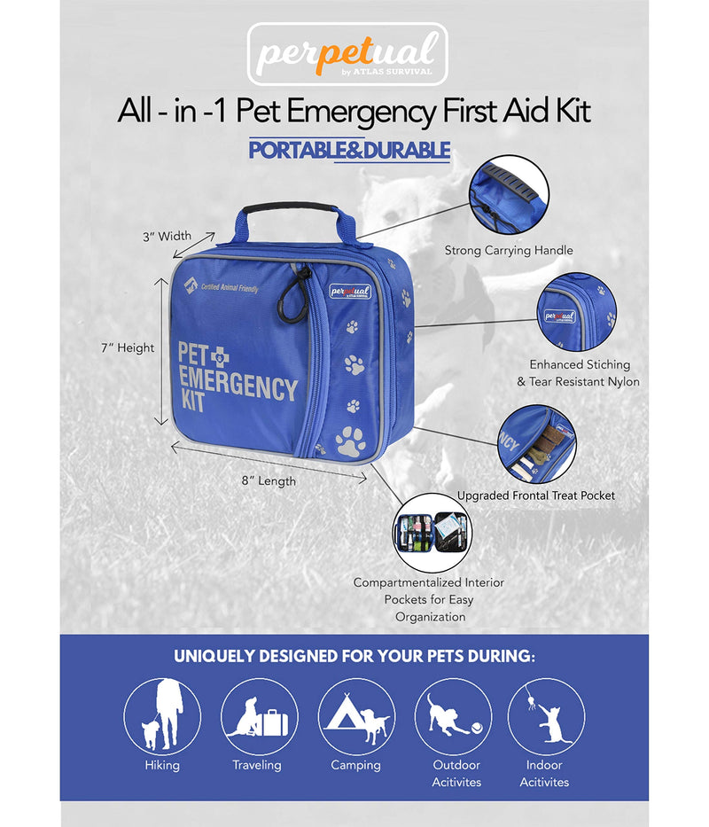 Perpetual Pet First Aid Kit with Vet Wrap, Styptic Powder, Bitter Spray & Veterinary Splint. Ideal for Hiking, Travelling, Camping, Outdoor & Indoor Activities - BeesActive Australia