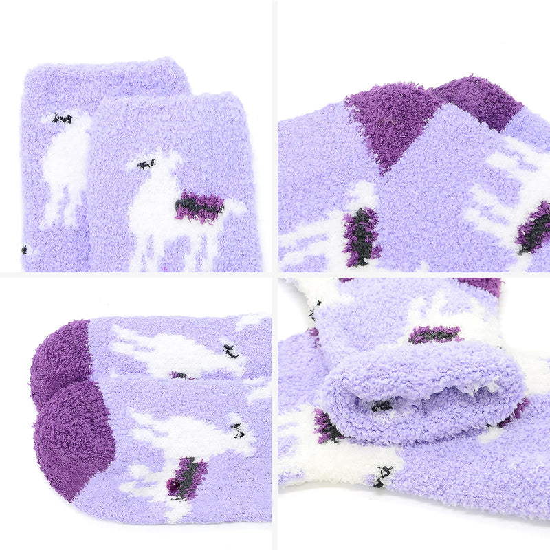 Womens Fuzzy Socks Winter Warm Fluffy Socks Athletic Outdoor Sports Socks 6 Pack Purple - BeesActive Australia