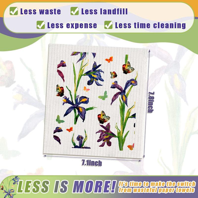 6 Pieces Swedish Kitchen Dish Cloths Butterflies Wildflowers Kitchen Dish Towels Reusable Sponge Cleaning Cloths Absorbent Dish Cloth Quick Drying Washable Wipes Hand Towel for Kitchen Cleaning - BeesActive Australia