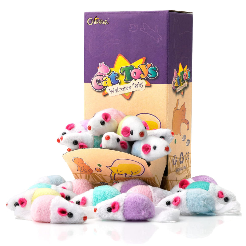 Chiwava 36 Pack 1.8 Inch Small Interactive Cat Toys Mice with Catnip Rattle Sound Mouse for Indoor Cats Kitten Play - BeesActive Australia