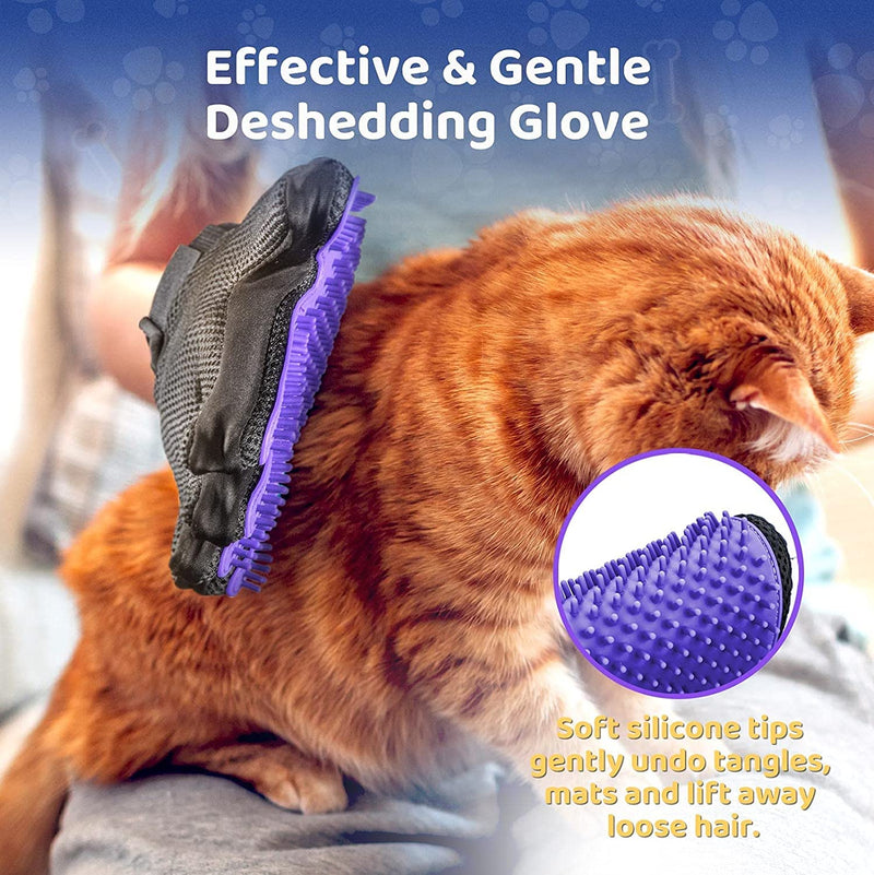 ZHEELO Pet Grooming Gloves Cat Brushes Gloves for Gentle Shedding - Efficient Pets Hair Remover Mittens - Dog Washing Gloves for Long and Short Hair Dogs & Cats & Horses - 1 Pair (Blue) - BeesActive Australia