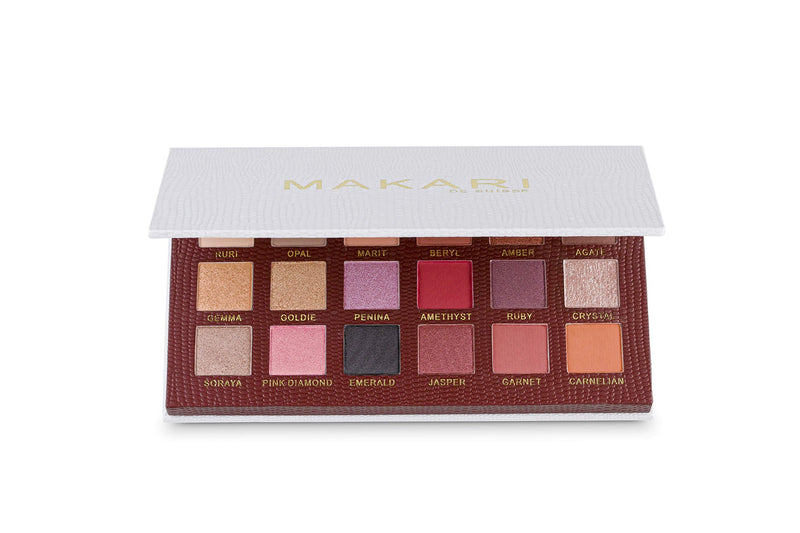 Makari Limited-Edition Eye shadow Palette – Matte, Shimmer, 18 shades – Includes 3 duo-chrome toppers - Brush Included - BeesActive Australia