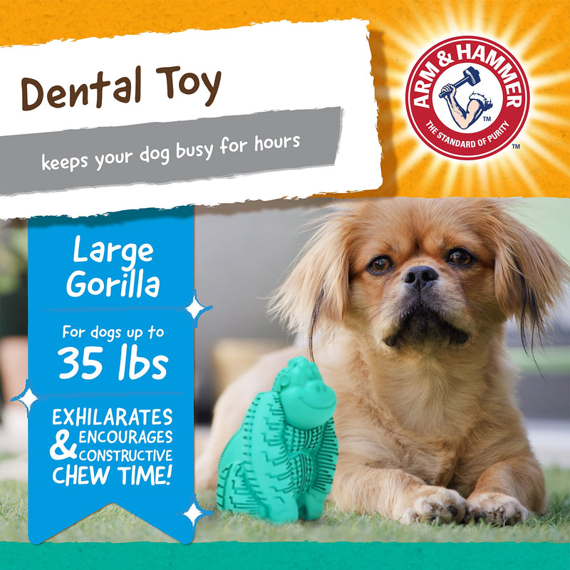 Arm & Hammer for Pets Super Treadz Dental Chew Toy for Dogs, Gator/Gorilla/Blowfish - Best Dental Dog Chew Toy - Durable Dog Dental Chew Toys - for Dogs up to 35 lbs Gorilla Large - 1 Pack - BeesActive Australia