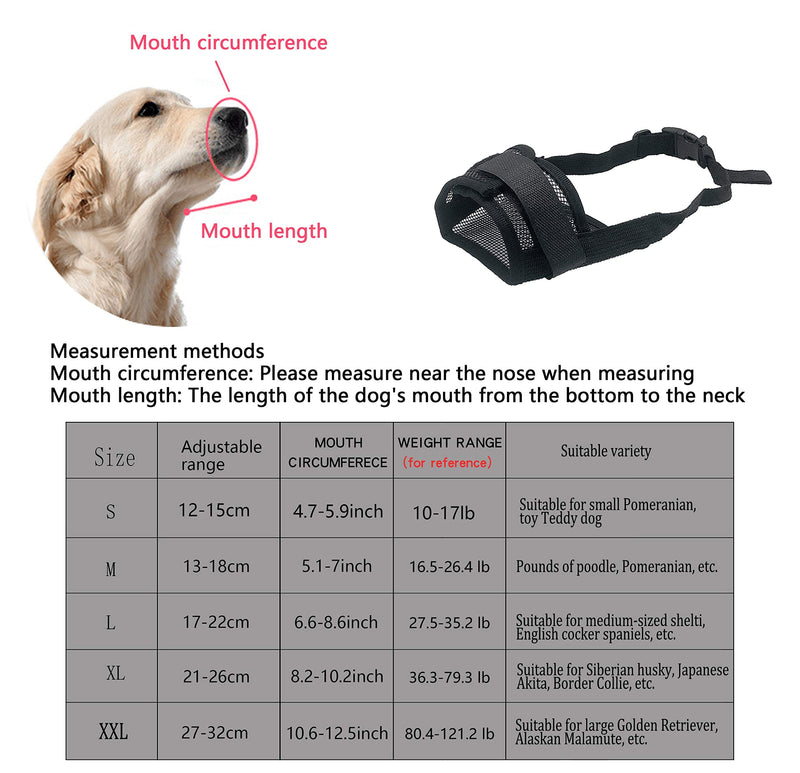 YAODHAOD Nylon Mesh Breathable Dog Mouth Cover, Quick Fit Dog Muzzle with Adjustable Straps，Pet Mouth Cover, to Prevent Biting and Screaming to Prevent Accidental Eating Small (Pack of 1) black - BeesActive Australia