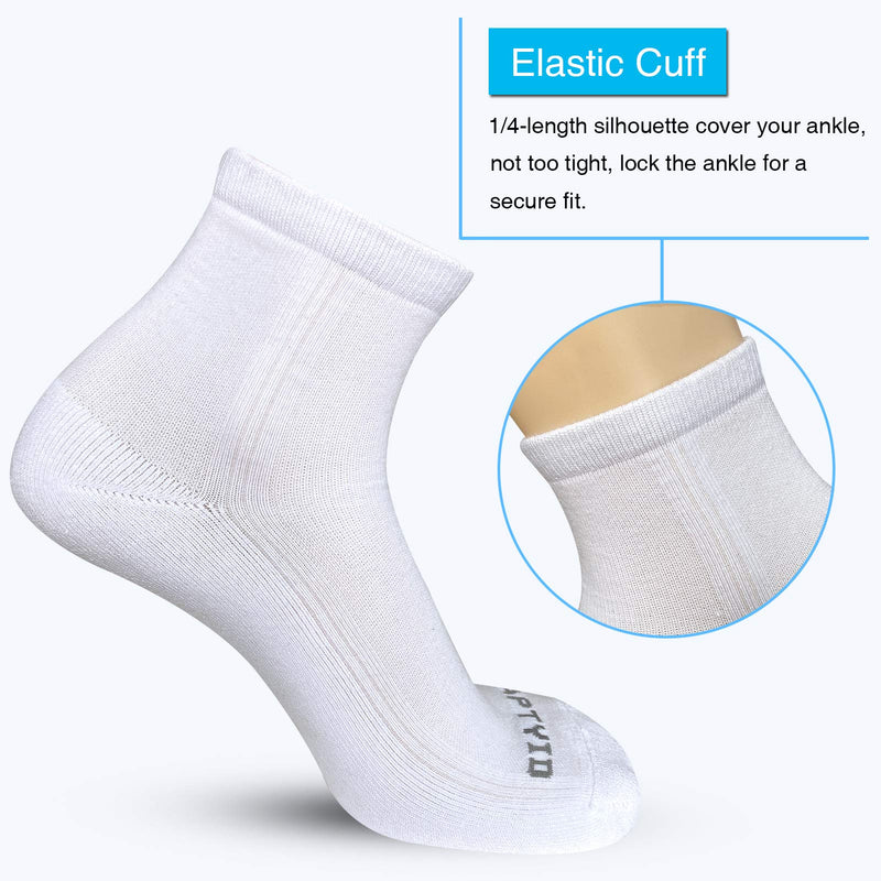 [AUSTRALIA] - APTYID Men's Ankle Quarter Performance Cushion Athletic Running Socks (6 Pairs) Shoe Size: 6-12 White01 