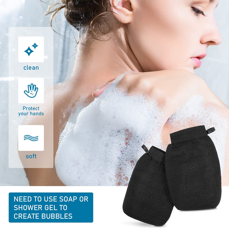 2 Pieces Exfoliating Mitt Deep Body Bath Mitt Body Scrubbing Glove Hammam Scrubbing Glove Dead Skin Removal for Man Women Bath Shower Spa Brush - BeesActive Australia
