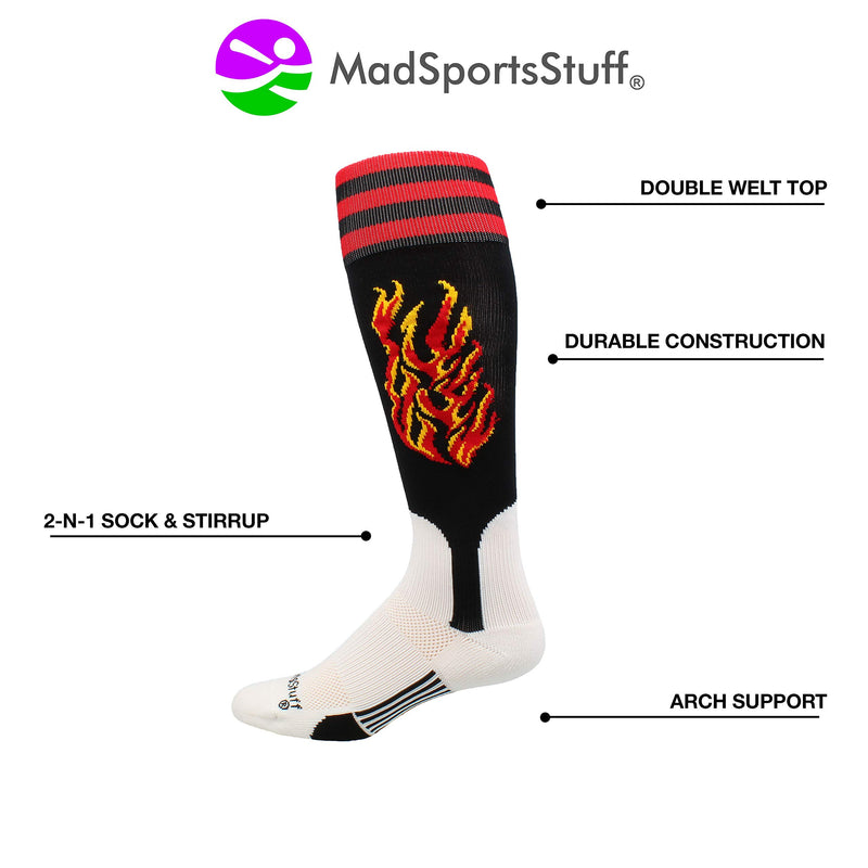 [AUSTRALIA] - MadSportsStuff Flame Baseball Stirrup Socks Black/Red/Gold Medium 