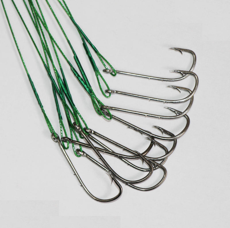 20pcs Wire Leader Hook Rigs Baitholder Fishing Hook Nylon Coated Fishing Wire Leader with Swivel 6.5inch green 2/0-20pcs - BeesActive Australia