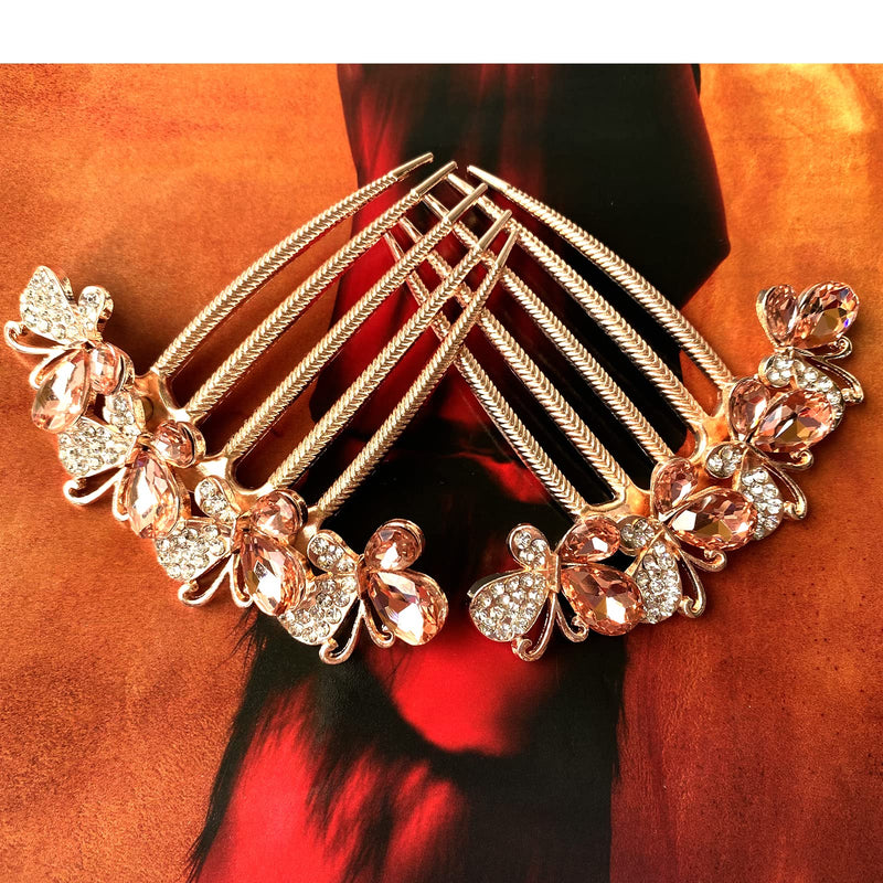 Briskyto 4Pack Hair Comb Vintage Crystal Hairpins Hair Clips Hair Side Head Pieces for Women, 4 Count (Pack of 1) - BeesActive Australia