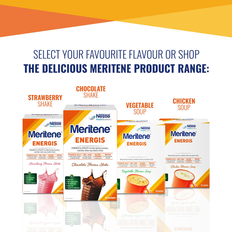 Meritene Energis Chocolate Shake |30g Sachets Pack of 15 | Proteins and Vitamins 30 g (Pack of 15) - BeesActive Australia