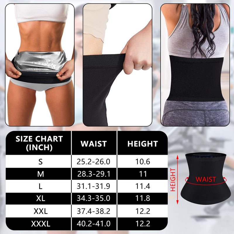 Waist Trimmer Sweat Waist Trainer Wrap Stomach Wraps for Women Bodybuilding Silver Inner Small - BeesActive Australia