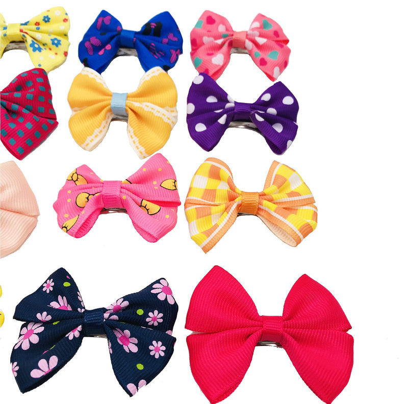 PET SHOW 20pairs Big Bowknot Dogs Hair Bow Clips with French Barrette Clip for Small Medium Large Dogs Puppies Cats Topknot Grooming Hair Accessories - BeesActive Australia