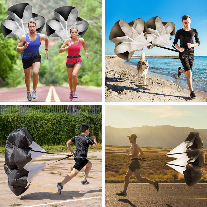 Vhxorrz Running Parachute Speed Training Pack of 2 56 Inch Speed Resistance Parachute Speed Chute for Speed Training Football Basketball Training Adults Youth Kids 2 Pack Dark Black - BeesActive Australia
