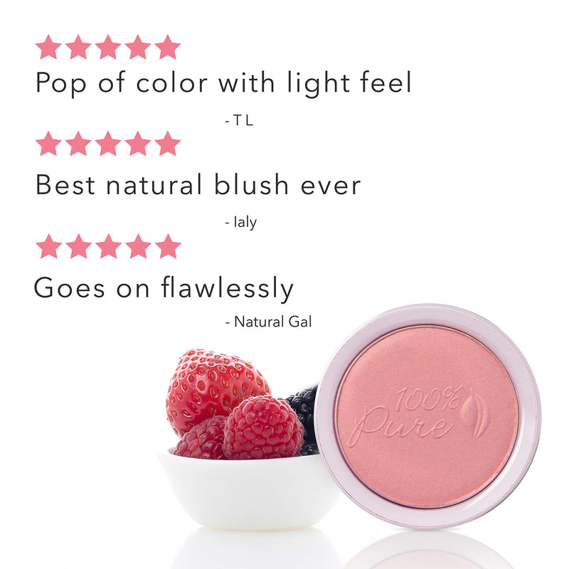 100% PURE Powder Blush (Fruit Pigmented), Chiffon, Soft Shimmery Finish, Nourishes Skin w/Rosehip Oil, Cocoa Butter, Natural Makeup (Soft Pink) - 1.81 oz 0.32 Ounce - BeesActive Australia