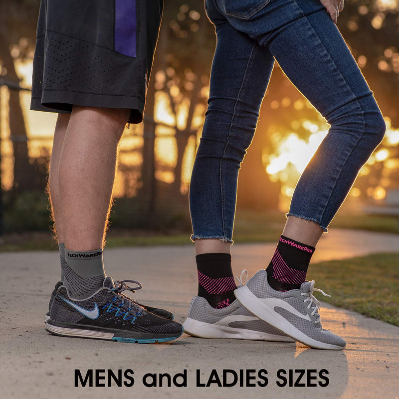 TechWare Pro Plantar Fasciitis Socks - Ankle Compression Socks for Women & Men. Achilles Tendonitis Brace & Foot Arch Support Small White / Gray - BeesActive Australia