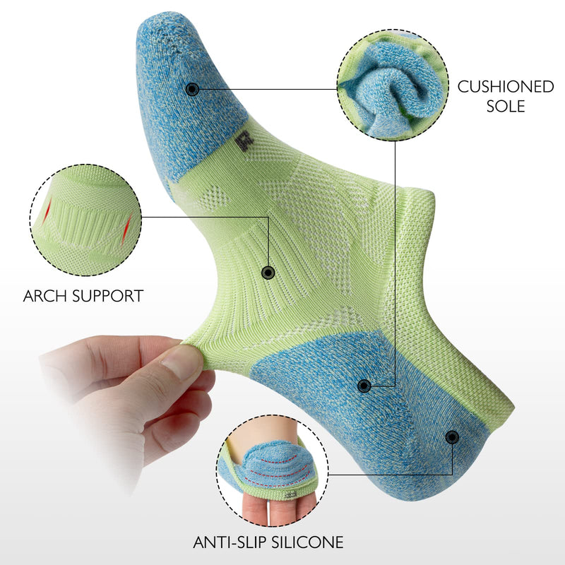 Gonii No Show Socks Womens Athletic Compression Running Low Cut Cushioned Socks 5-Pairs 7-10 5 Pairs Mood Boosting Colors - BeesActive Australia