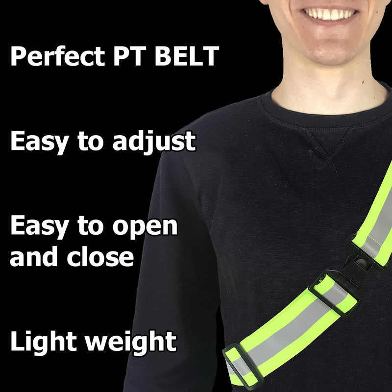 High Visibility Reflective Belt, Army PT Belt. Reflective Running Gear for Men and Women for Night Running Cycling Walking. Military Safety Reflector Strips 10 x Green Belt - BeesActive Australia