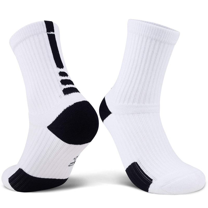JHM Kids Athletic Sport Sockcs Team Basketball Soccer Crew Socks For Ages 4 to 16 4 Pairs Color#1 12-16 Years - BeesActive Australia