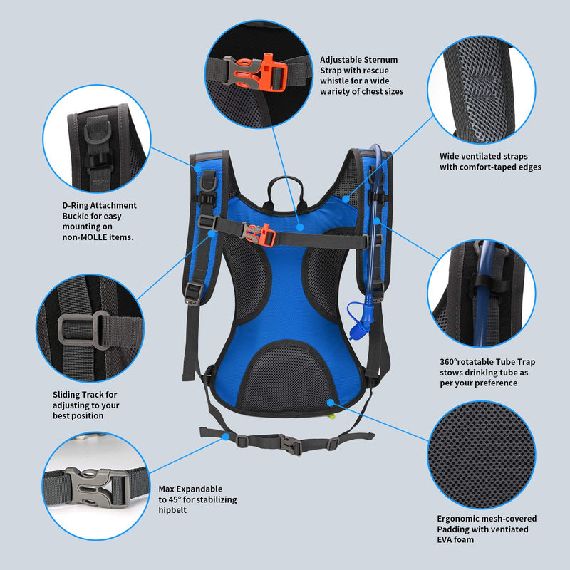 Roptat Hydration Backpack Pack with 2L Hydration Bladder - Lightweight Water Backpack Keeps Water Cool up to 4 Hours Pouch for Women Men Running Riding Biking Style7 - BeesActive Australia