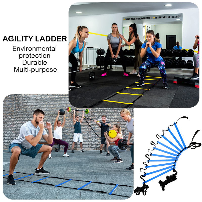 Sosation 2 Pieces Agility Ladder 20 Feet Adjustable Rungs Speed Training Exercise Ladders with Carry Bag for Kids and Adults Soccer Football Boxing Footwork Sports Speed Agility Training - BeesActive Australia