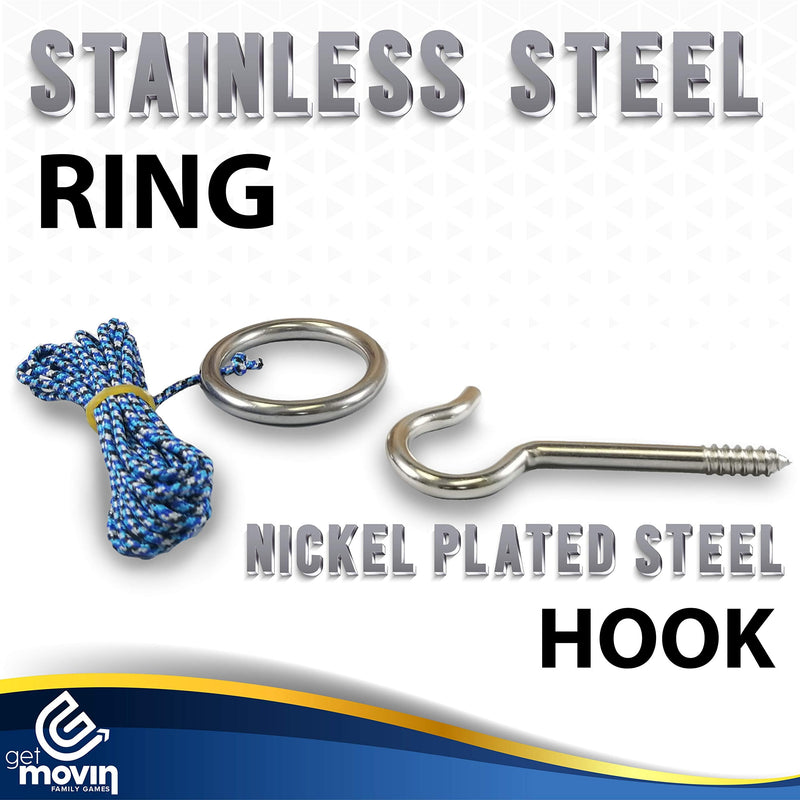 Hook and Ring Swing DIY Kit Stainless Steel Hardware and Nylon String Ring Toss Game Indoor – Outdoor for Endless Hours of Fun! GetMovin’ Sports - BeesActive Australia