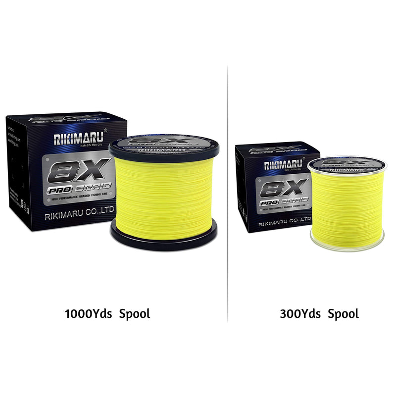Rikimaru 8X Pro Braid Fishing Line 6LB-170LB, 300yds-1000yds Fluo-Green,Lemon Yellow,Plum Pink Lemon Yellow 20LB(0.20mm)-1000Yds - BeesActive Australia